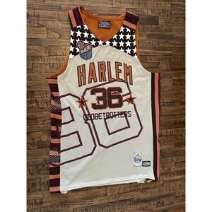 VINTAGE Harlem Globetrotters Jersey Mens Large Meadowlark‎ #36 Platinum Fubu